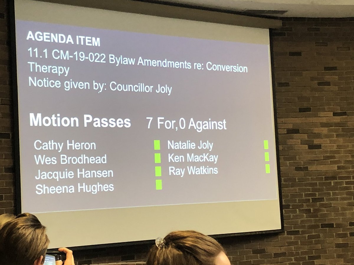 Vote passes unanimously. 

I have never been more proud of our city council and community. Today we lived out our values and beliefs that St. Albert is an open and inclusive community that welcomes and supports everyone. #ableg #abpoli