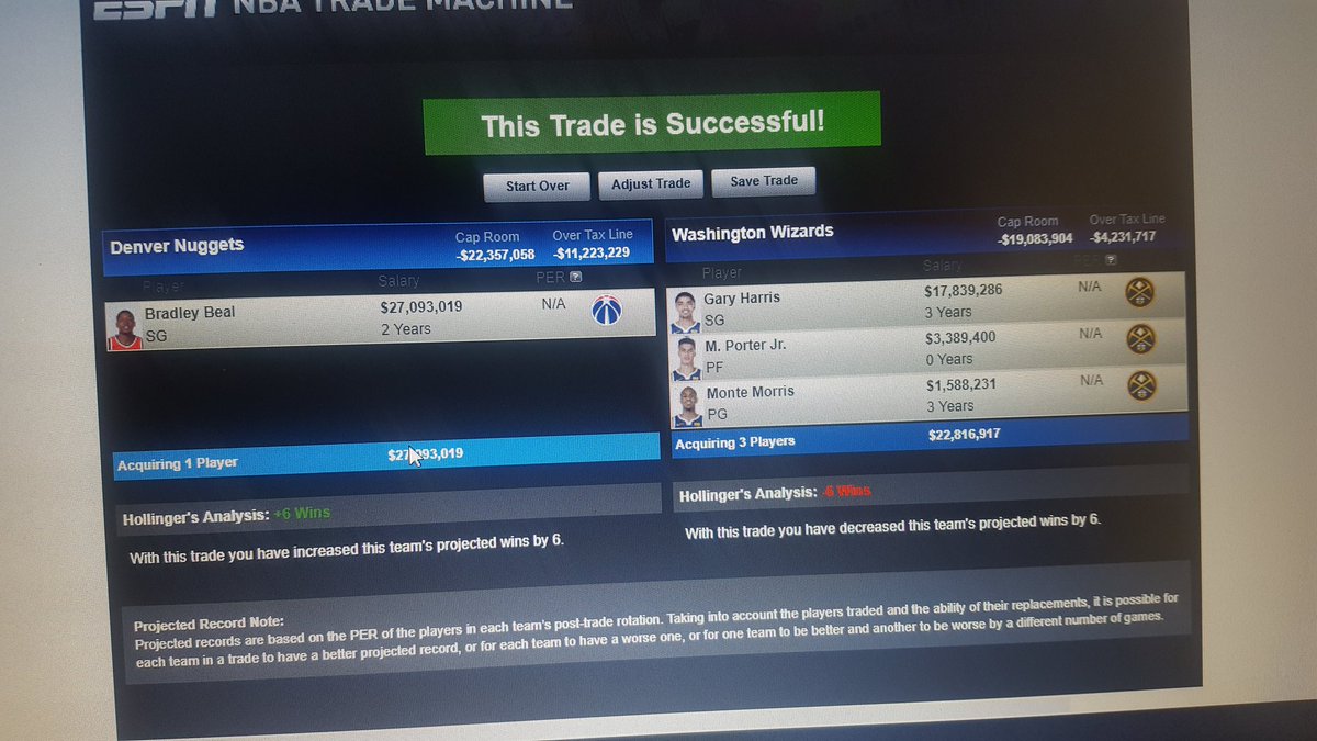 gkerr3's tweet photo. Finding Beal a home. And Denver sends 2020 and 2022 first round picks. Who says no? @BillSimmons @HousefromDC https://t.co/l2PFWz1y4e