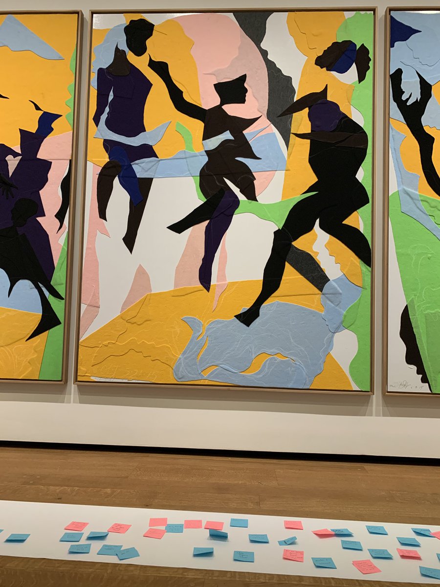 seidelj's tweet photo. What did we see and think and wonder about when we looked closely at Oliver Lee Jackson’s triptych? The post-its of #ngsteachers @ngadc tell it all. https://t.co/rSctZyQ8TG