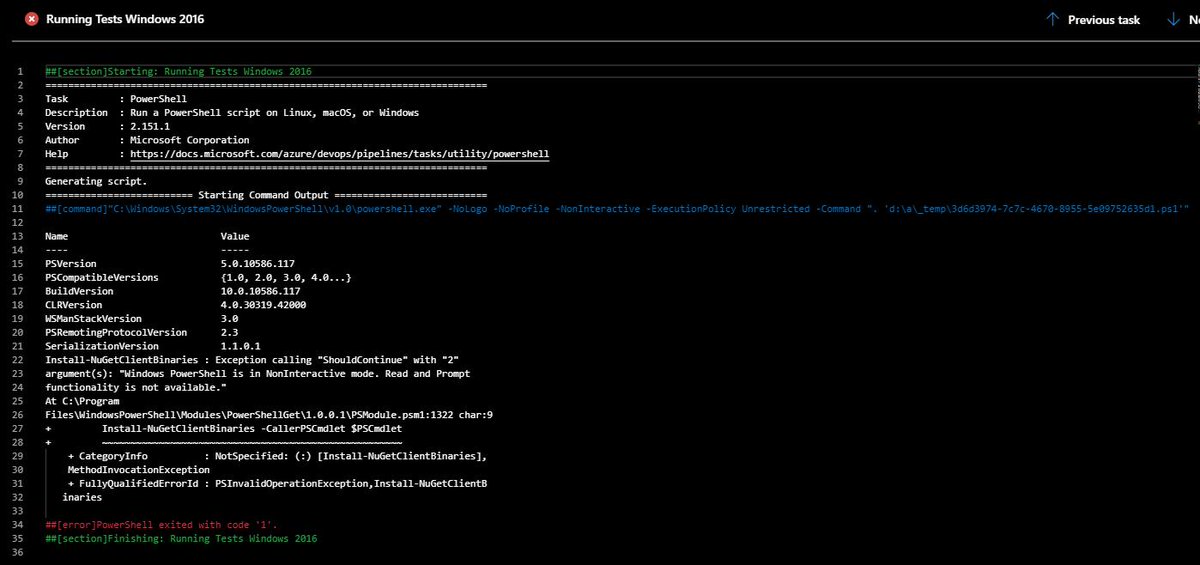 Stephanevg's tweet image. @AzureDevOps Hi, Is there currently any trouble with the #Windows2012R2 VMImage on #AzurePipelines at the moment? I keep have this error
Yaml source -&amp;gt; github.com/Stephanevg/PSH…
Pipeline run -&amp;gt; dev.azure.com/svangulick0207…