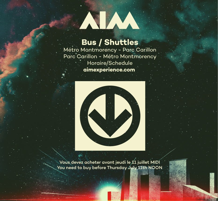 Wondering how to get to and back from AIM? We got you covered so you don’t have to drive 🚌 Our shuttle service will run Friday - Sunday from Montmorency to Parc Carillon and back. Hours and tickets are on our website! ✌️  aimexperience.com/shuttle-service