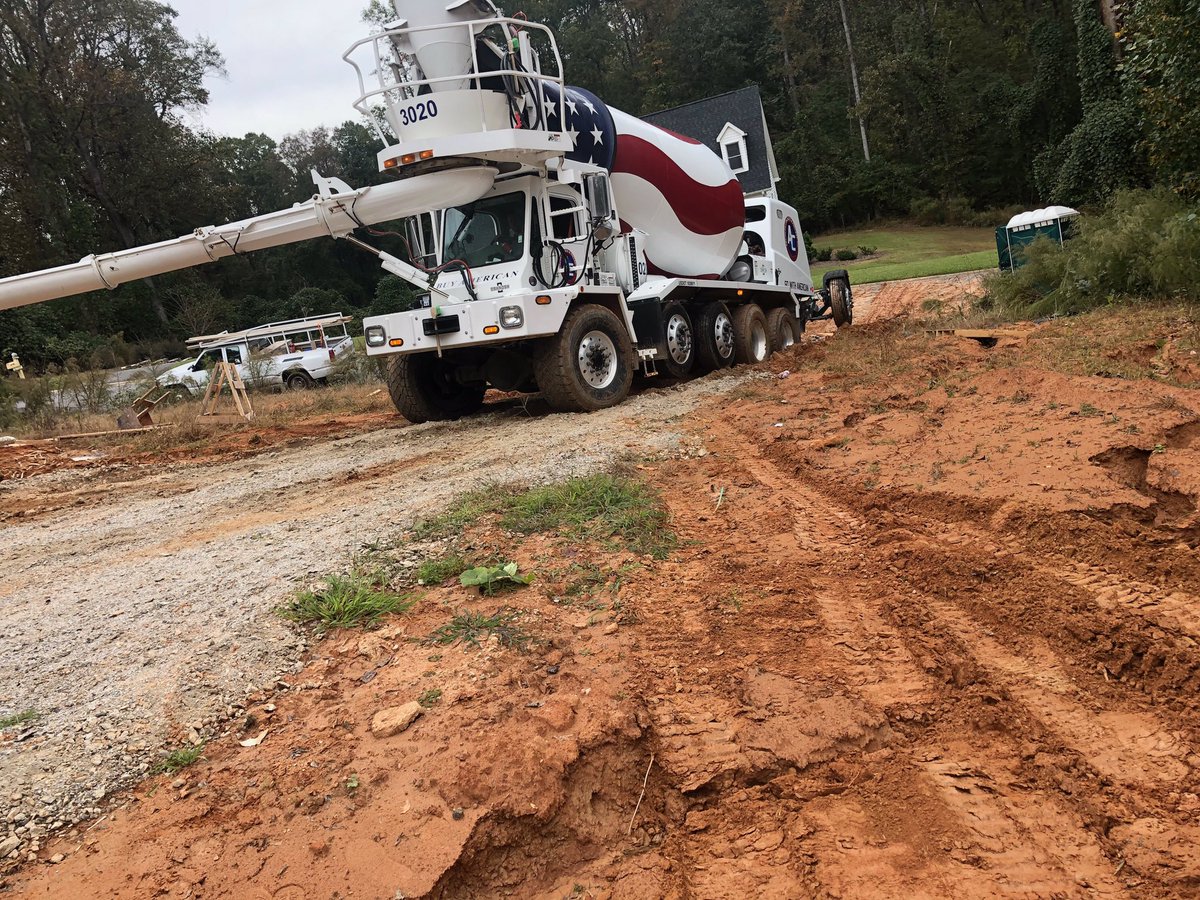 claygandy's tweet photo. “Formwork &amp; Pouring Concrete” for patio, garage, and driveway at Miloiu house project. #MiloiuHouseWoodruffSC https://t.co/ZT2Erj7hdL