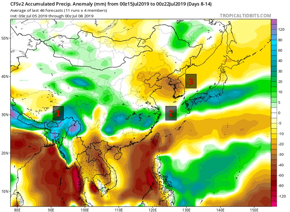 jdjcxo's tweet image. CFS highlights for Asia next 2 weeks:
1. Flooding &amp;amp; landslides likely N/NE India/Nepal/Bhutan/N Myanmar; big snows central/eastern Himalayas.
2. Flooding persists across southern China and parts of Japan w/ active mei-yu front.
3. Changma remains delayed across Korean Peninsula.