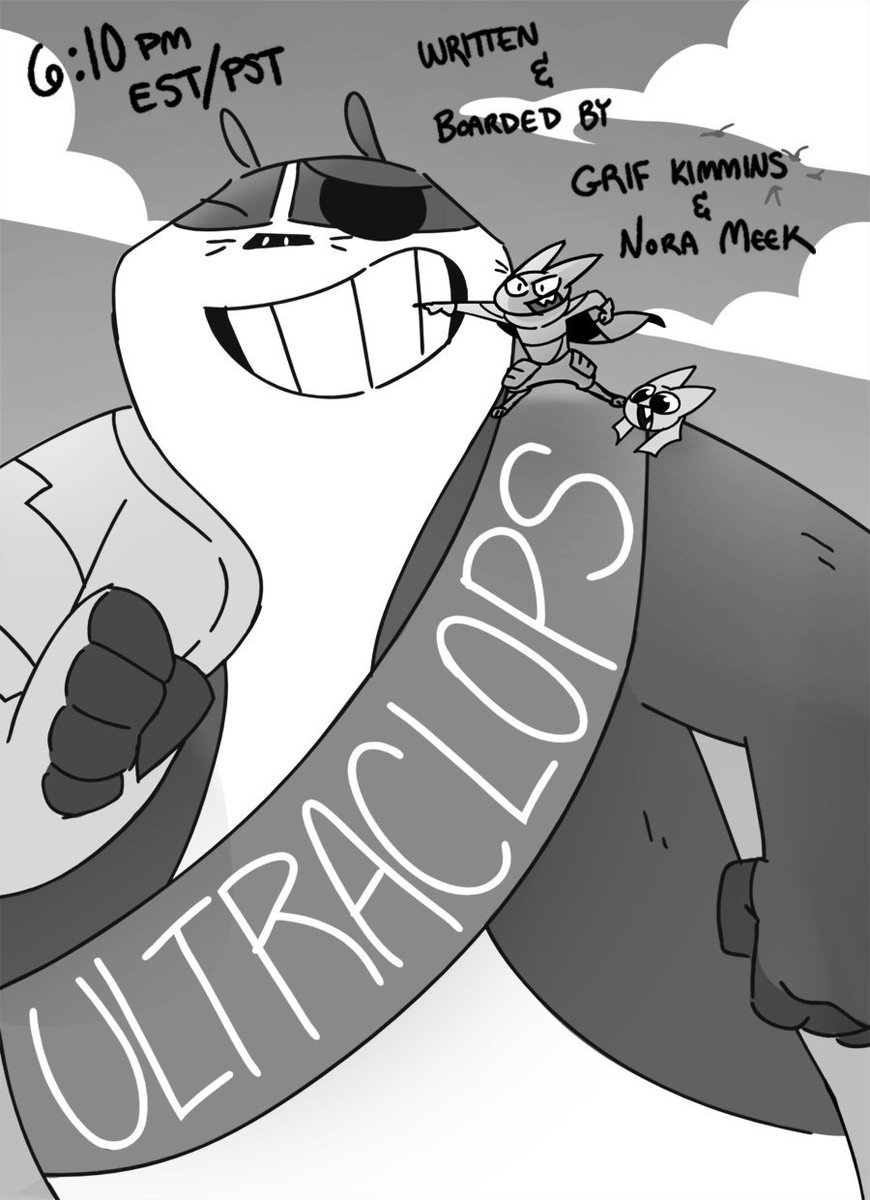 TONIGHT at 6:10 PM, the first of the episodes I boarded on with @grifkimmins will be airing on Cartoon Network!

ULTRACLOPS was a trip from start to finish and you'd be surprised by how many pterodactyls were cut from the original pitch. 