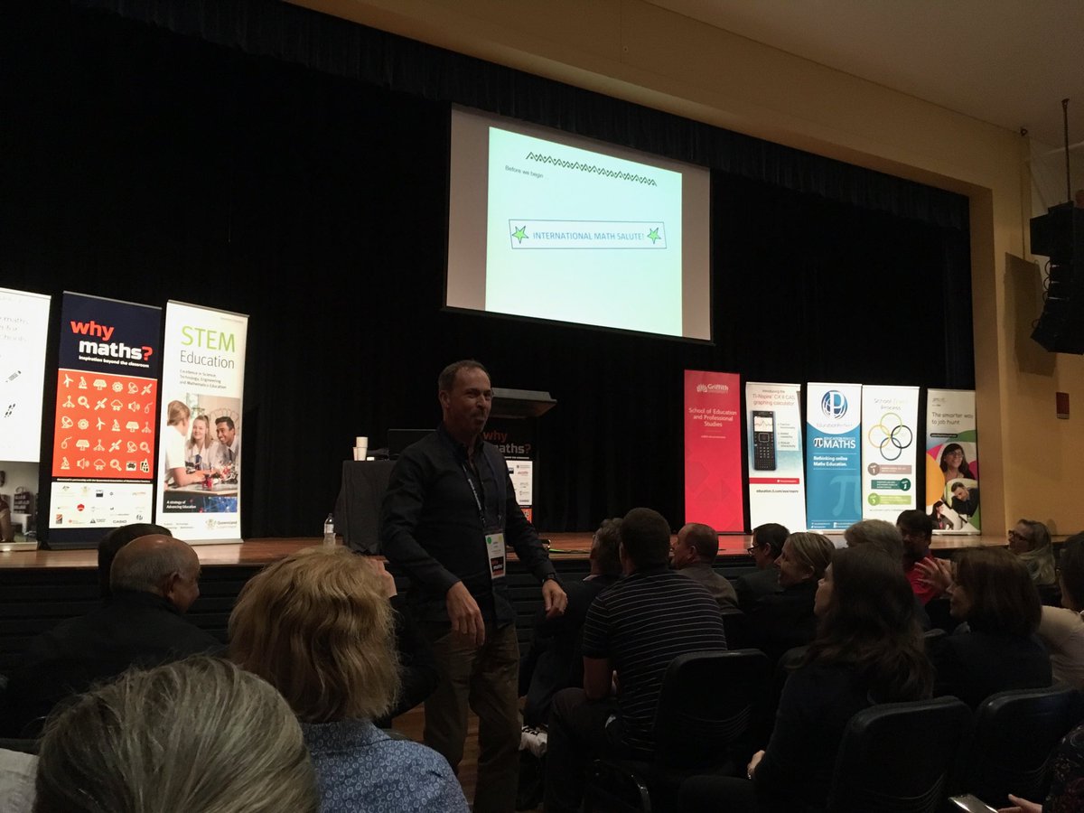 CathyWilson123's tweet photo. International math Salute with ⁦@jamestanton⁩ #whymaths #AAMTConf19 https://t.co/KsakRuSfIp