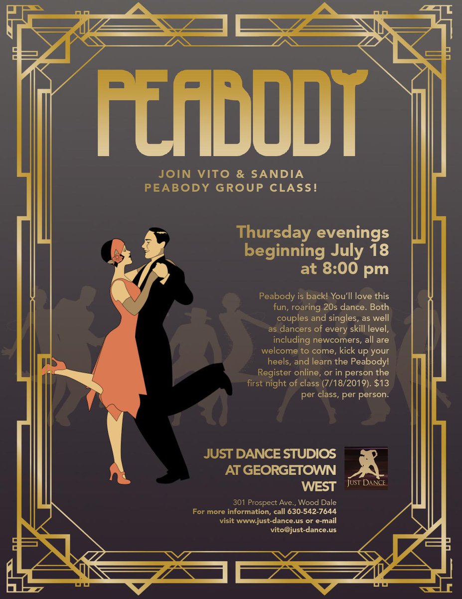 VitoMagrone's tweet photo. Join Vito and Sandia for PEABODY! Thursday evenings at 8:00 at Just Dance Studios at Georgetown West in Wood Dale, starting July 18. Don't miss it! https://t.co/JBUymNeytd https://t.co/slZSaPnd7D