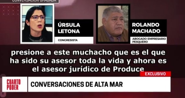 Yossicha's tweet image. "Tengo las pruebas en las manos"

Gritan indignados empresarios pesqueros a los q #Letona les ofreció “tumbar” una resolución dl Ministerio d la Producción, luego de q en la #ComisiónDeÉtica archivaran su denuncia

Ni audios ni pruebas importan si d blindarse entre ellos se trata