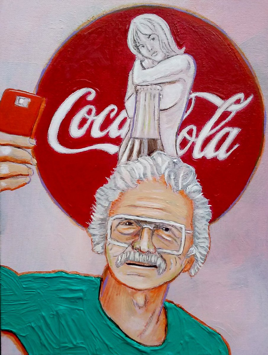 gnavar's tweet photo. "Selfie Mel 3" © G Navar 2019; 12 x 9 in.; acrylic, pencils, ink &amp; oil on canvas board.
   
#MelRamos #drawing #CocaCola #selfie #red #popart #painting #missingMel #art #Oaklandartist #gabrielnavar #texture #BayAreaartist #LolaCola https://t.co/ss5yZBU1hn