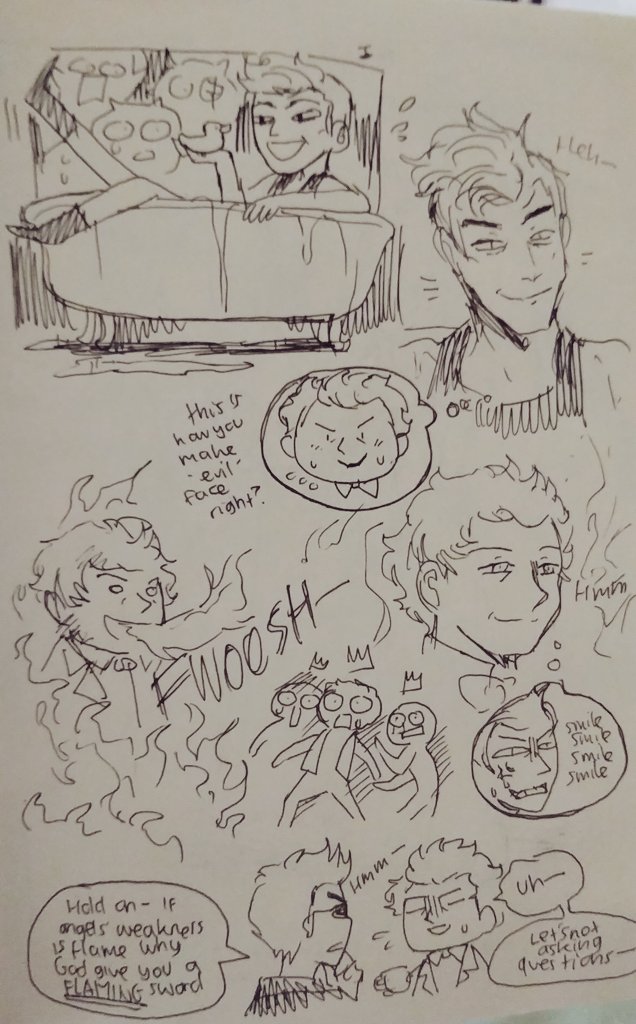 More #goodomens messydoods as I don't really have the time on decent digital art lately _(:3 J 

(((Cries in modern men hairstyle))) 