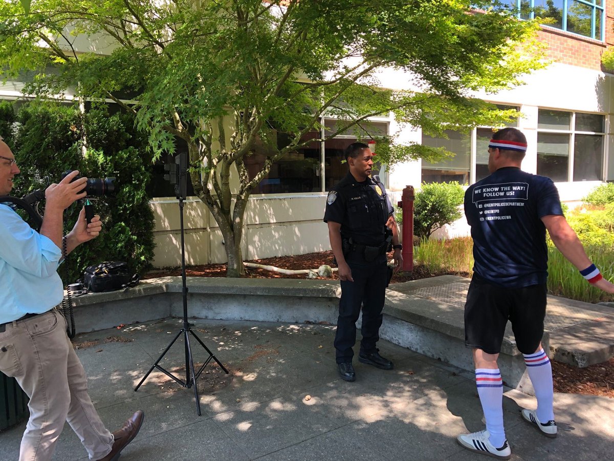 kentpd's tweet photo. Social media team shenanigans. Stay tuned to our Twitter page to see what we are up to! #kentpd #workforkentpd #makingworkfunagain #kentwa https://t.co/EiUtf94lQF