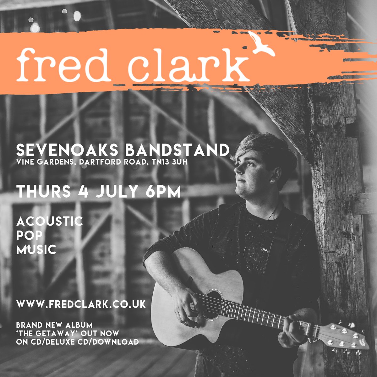 FredClarkMusic's tweet photo. @7oaksEvents Thursday evening from 6pm I'll be performing some upbeat acoustic pop music on the Vine Bandstand. Sun is forecast and good vibes :) https://t.co/mW8KYW3TLJ