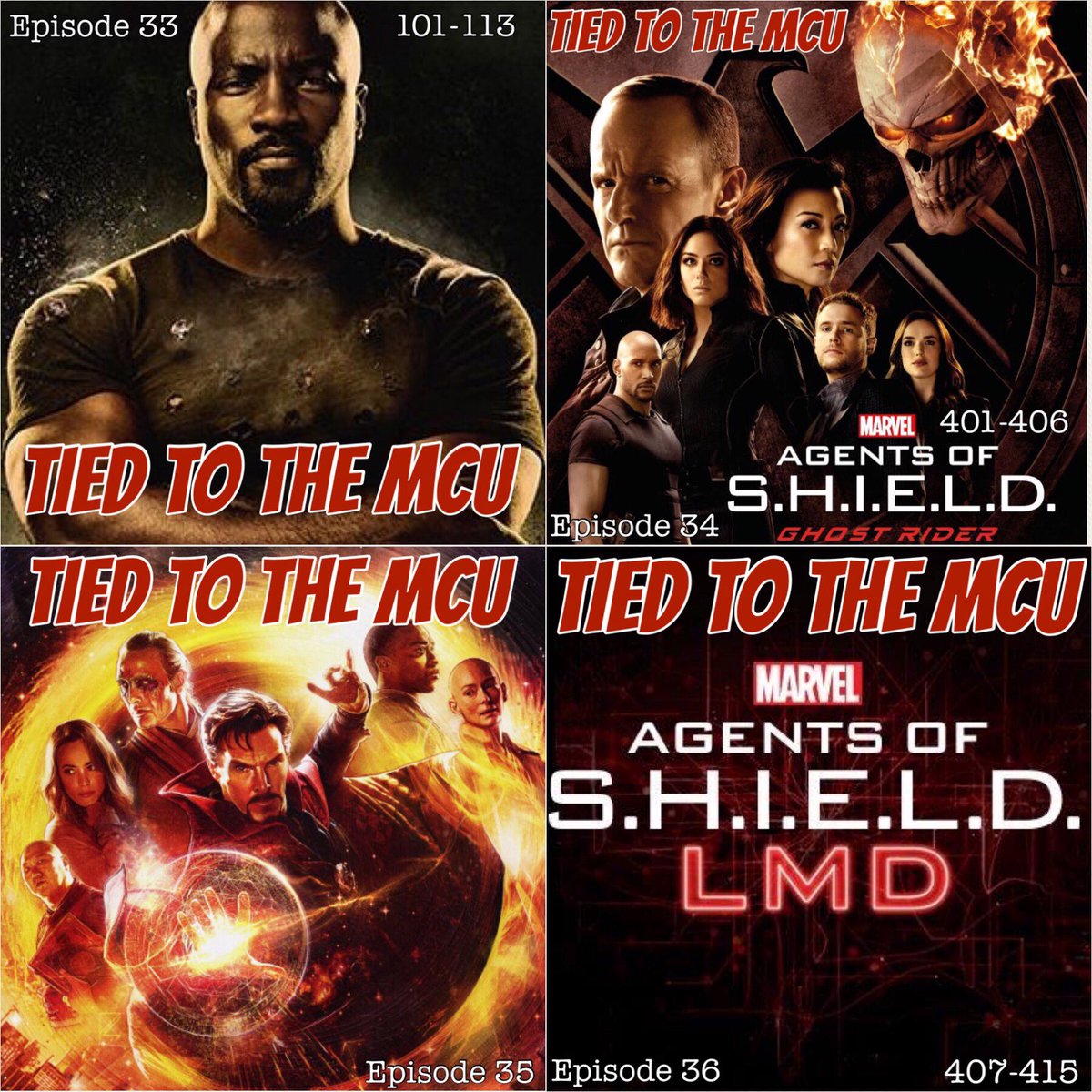 SceneItCast's tweet photo. Here’s the updated slate for Tied to the MCU!! Make sure you’re subscribed so you’re notified the moment the new episode is available! #lukecage #agentsofshield #ghostrider #doctorstrange #lmd #lifemodeldecoy #PodcastHQ #PodernFamily
https://t.co/OlduoQ8zwq https://t.co/mbq2X49e0c