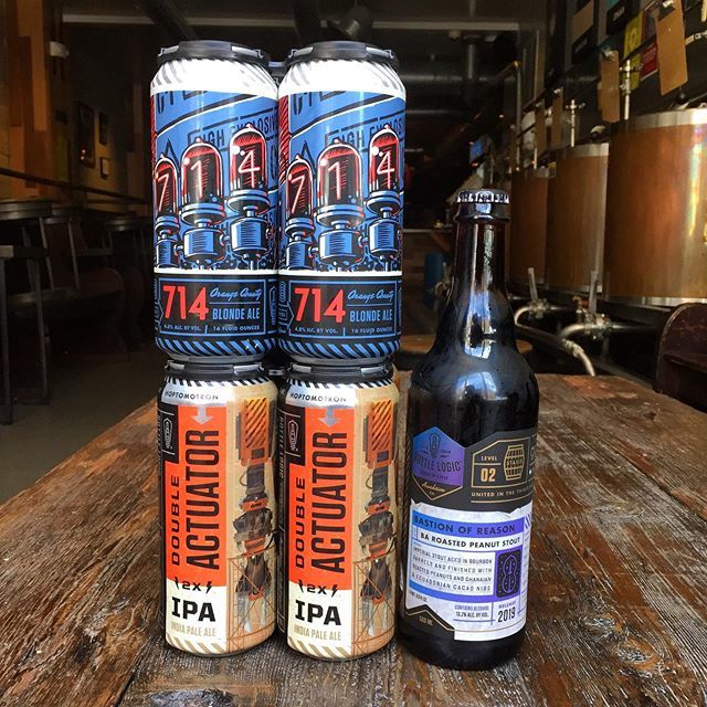 We’ve got new @bottlelogicbrewing bottles and cans for your 4th of July festivities.

Bastion of Reason Bourbon Barrel-Aged Imperial Stout w/ Roasted Peanuts &amp; Cacao Nibs

714 Blonde Ale

Double Actuator Double IPA ift.tt/2RNQaBP