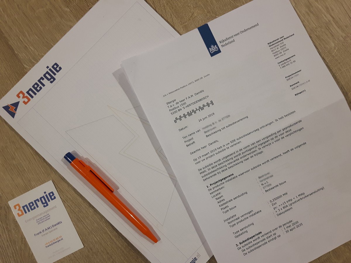Stappenplan SDE-subsidie

Nadat u een #SDE #beschikking voor de #subsidieaanvraag heeft ontvangen zijn er genoeg zaken om rekening mee te houden! 💶 🤔⚠
3nergie.nl/blog/beschikki…

#fasebedrag, #basisenergieprijs, #subsidiebedrag, #correctiebedrag, #netlevering, #Energiemanagement