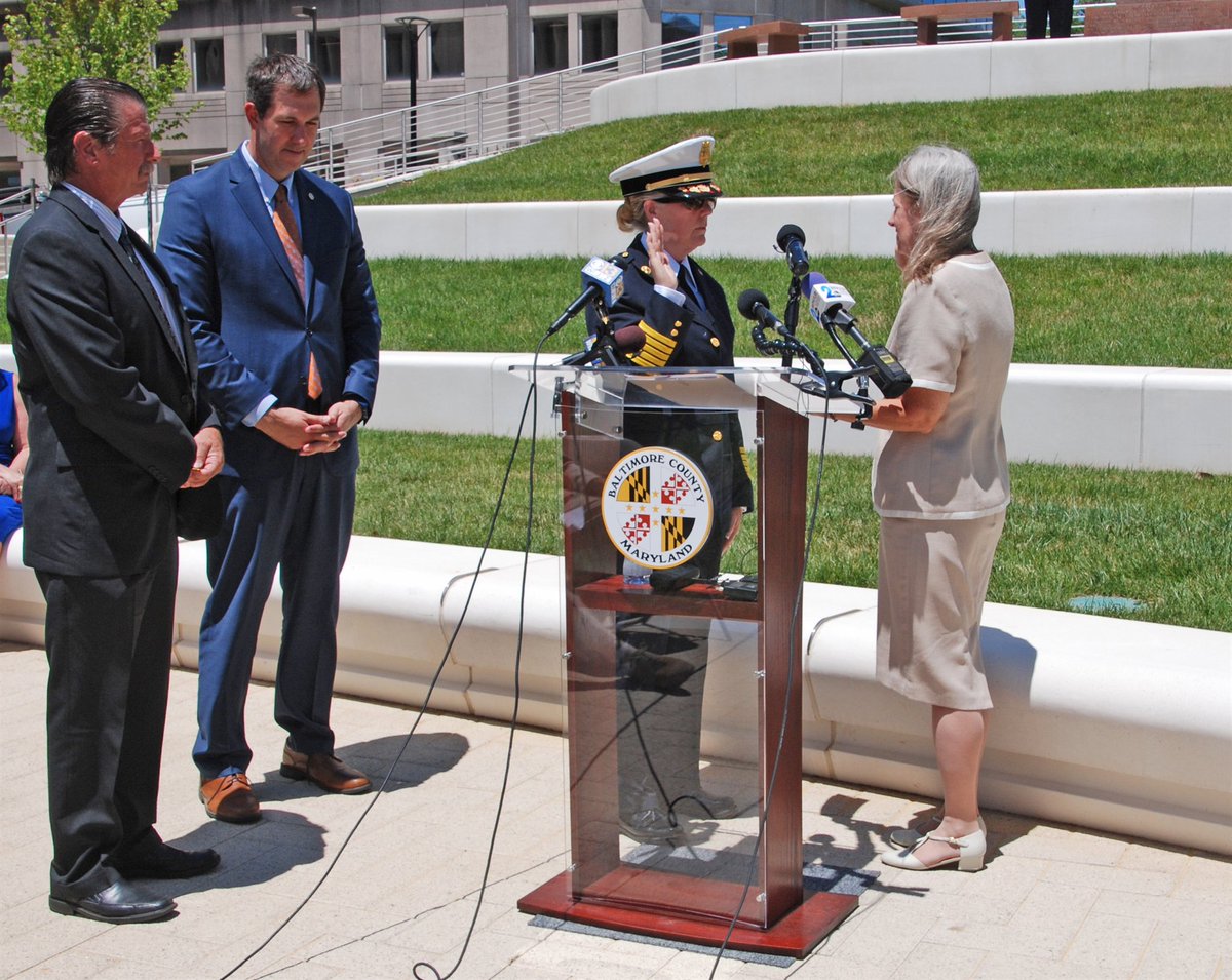 BaltCoFire's tweet photo. Congratulations to #BCoFD's newest chief, Joanne Rund. Chief Rund was formally appointed today in a ceremony in Patriot Plaza, #Towson.  EA https://t.co/xOUHiQDqSx
