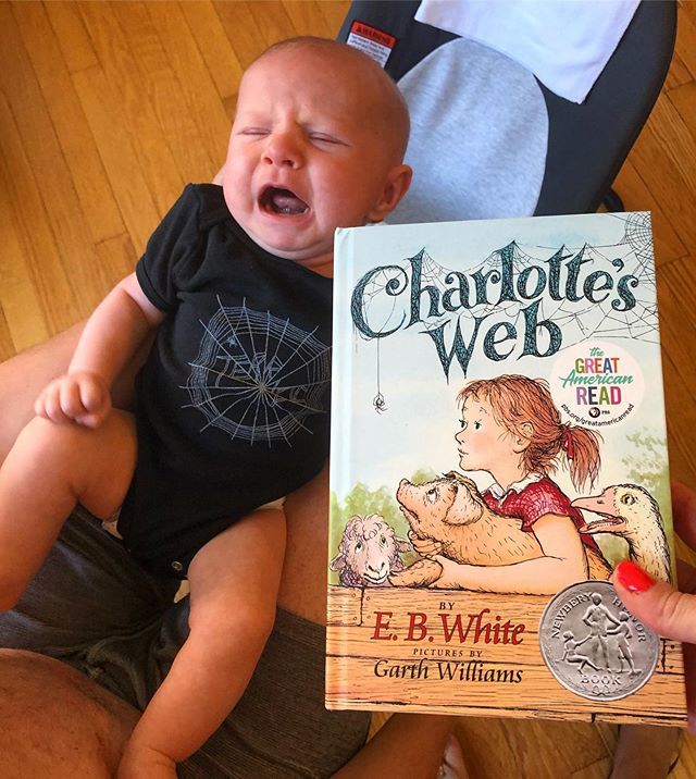 jessostroff's tweet photo. He just found out how it ends 😭🤣👶🏻 Thanks for the perfect gift, @annhandley!! 😍🕸🐷 #charlottesweb #averytyson #nevertooyoungtolearn https://t.co/hQAM6Afu0w https://t.co/MWTNaKepuR
