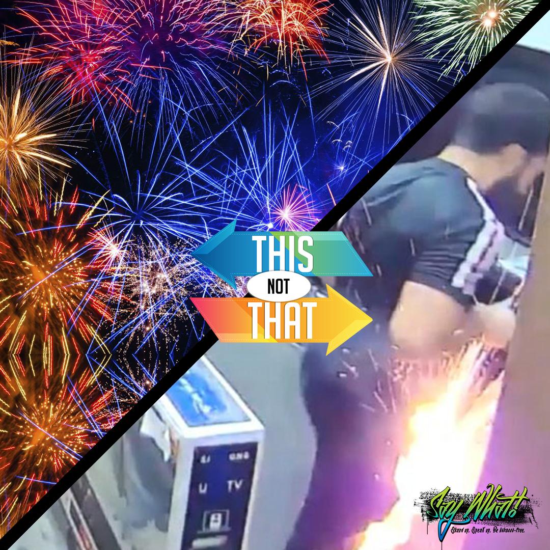 TxSayWhat's tweet photo. We can probably all agree that fireworks are awesome. E-cigs exploding in our pockets? Not awesome. This Fourth of July choose #ThisNotThat and choose to watch explosions instead of being a part of one. #ThisNotThatThursday #LiveTheLife #LiveTobaccoFree #BeTheFirst https://t.co/9G1zR4x0hF