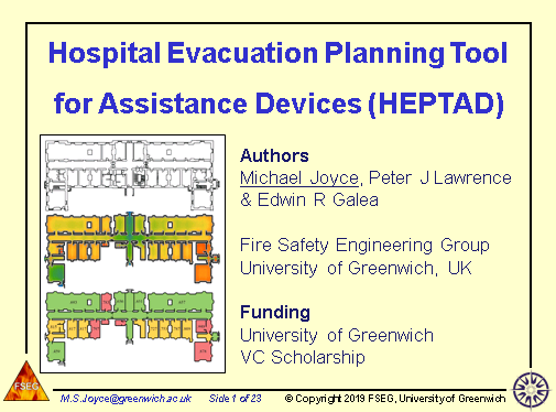 PeterJ_Lawrence's tweet photo. Tomorrow at 11.30 the Hospital Evacuation Planning Tool for Assistance Devices (HEPTAD) will be presented to the world and #Interflam. https://t.co/Rxqs5inL6K
