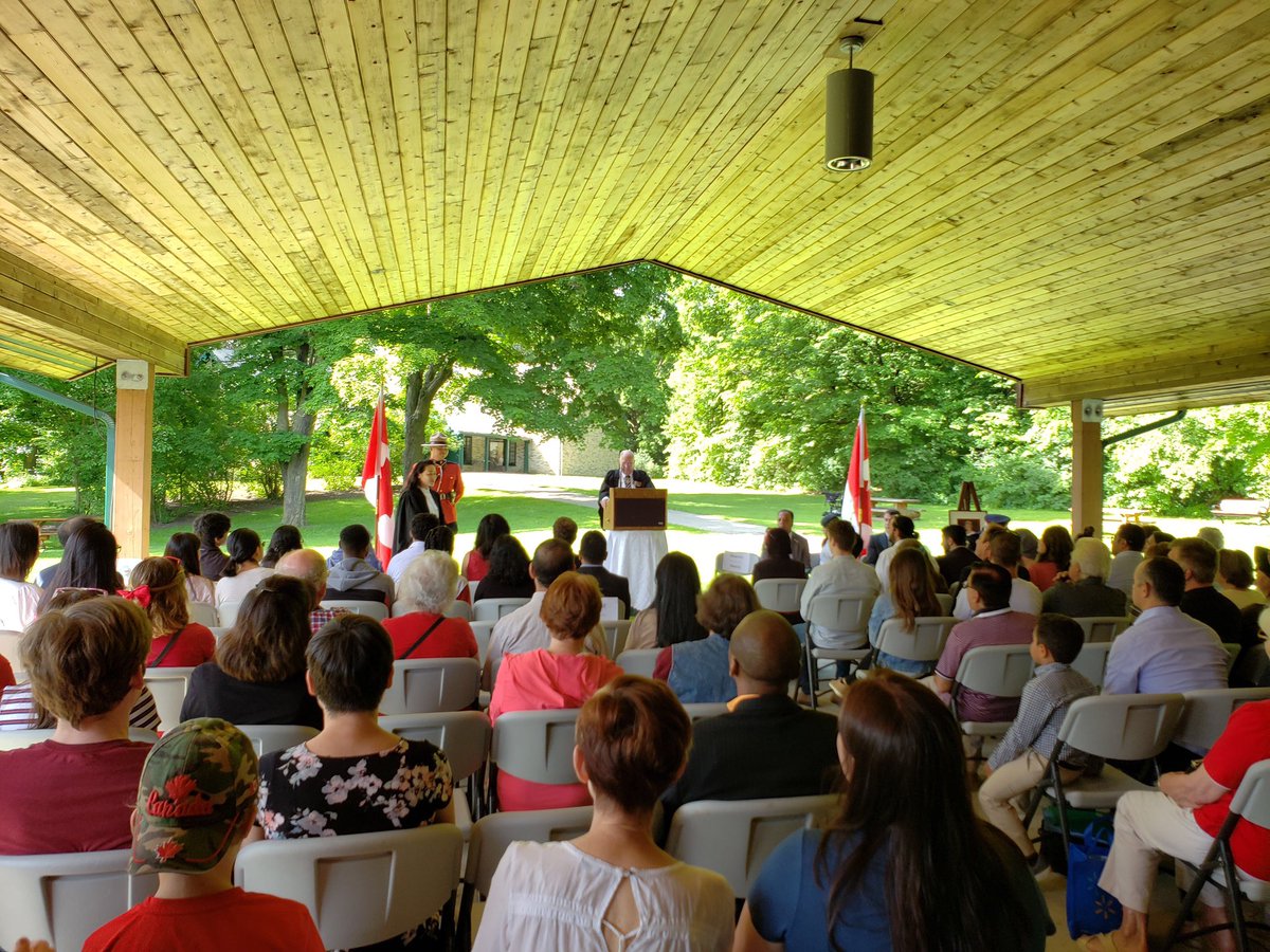 BardishKW's tweet photo. What better way to kick-off #CanadaDay celebrations than by welcoming new citizens! Celebrated Canada’s newest citizens at the annual Canada Day Citizenship Ceremony at Woodside National Park. All present also had the opportunity to reaffirm our oath to Canada as well! https://t.co/H0cJWy6uyB
