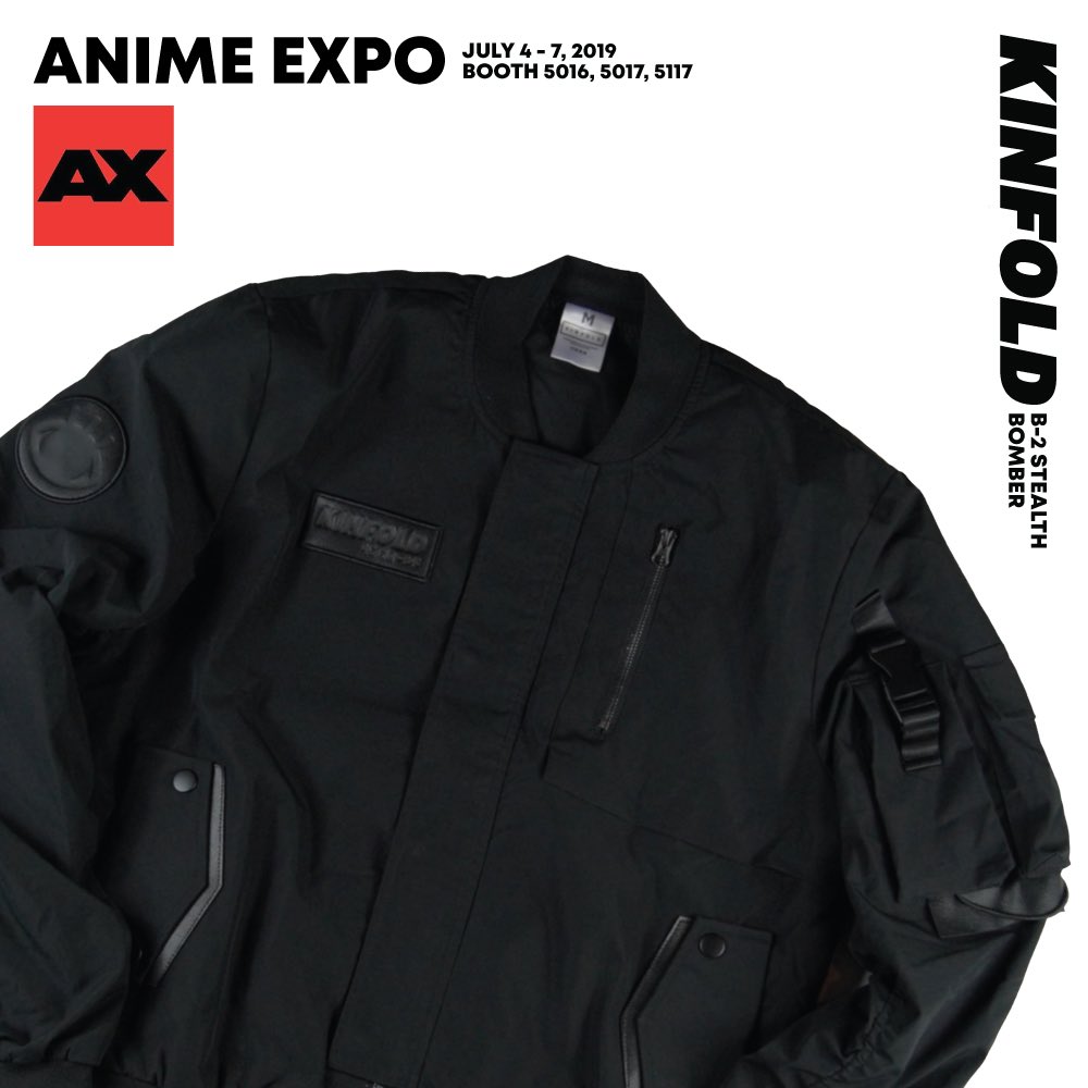 kinfoldofficial's tweet photo. 6/7 // B-2 Stealth Bomber.
Black on black quiet techwear design, debossed logo and "eye patch" with lots of hidden pockets for your daily shenanigans.
Available at Anime Expo.
#kinfold #kinfoldofficial #animeexpo #animeexpo2019 #otakufashion #animestreetwear #kinfoldbomber https://t.co/QVFWHKSmOQ