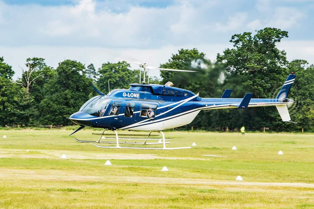G-LONE Bell 206L-1 LongRanger from Central Helicopters approaches the landing area at Royal Ascot Helipad during the Ladies Day festival.
<a href="/CentralHelis/">Central Helicopters</a> <a href="/RoyalAscotSite/">Royal Ascot Site</a> <a href="/Ascot/">Ascot Racecourse</a> #helicopter #viptravel #helicoptercharter #helipad #heliport #bellranger
