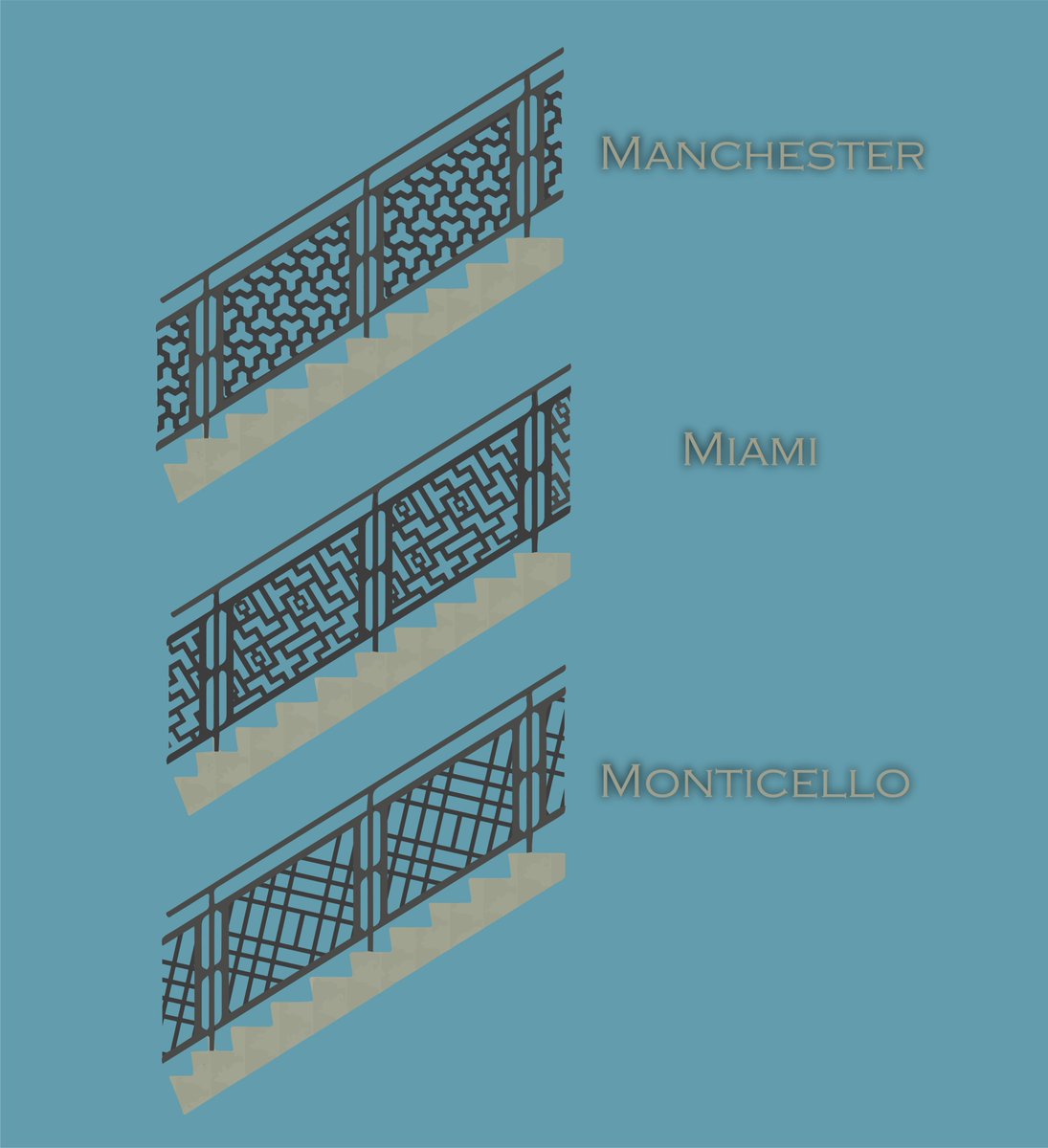 DesignMetalC's tweet image. More RAILING DESIGNS!!!☑️ 
🔶MANCHESTER
🔶MIAMI
🔶MONTICELLO

3 of our custom design patterns as railings.
We are always available to commence new work with new clients!! For more information or request of our services, please contacts us through here, call us at: 941-979-9922
