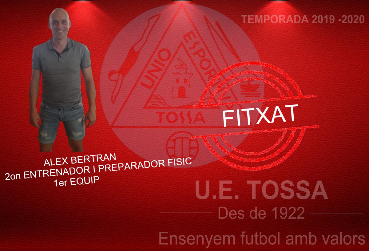 UETOSSA1922's tweet photo. ⚠⚠⚠ I avui no parem!!! Anunciem una nova incorporació!! Alex Bertran!! Exercirà la funció de segon entrenador formant tàndem amb l'Edu i alhora serà el preparador físic del club!! Una altre gran incorporació per al projecte!!! #UETOSSA #SEGUIMTREBALLANT https://t.co/LfpdWXcXvs