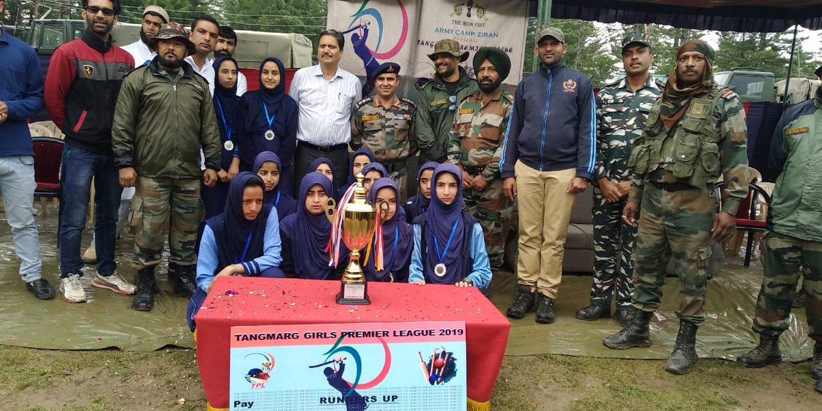 AgsZiran's tweet photo. To promote sports culture in valley and provide opportunity to the youth to showcase their talent cricket tournament for both boys and girls was conducted by Army jawans of 336 field regiment ziran at Tangmarg. https://t.co/aAAJzrQYCr
