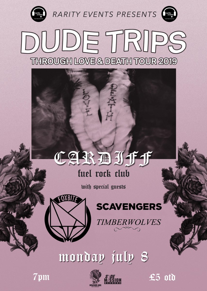Rarity Events (@rarityeventsuk) on Twitter photo ONE WEEK ONE WEEK ONE WEEK
✨✨✨
<a href="/Dudetripsuk/">Dude Trips</a> // <a href="/ScavengersUK/">Scavengers</a> // <a href="/FoxbiteUK/">Foxbite 🦊</a> // <a href="/TimberWolvesUK/">TimberWolves</a>
£3 guest list on FB event w/doggo 😘🐶
£5 OTD
what the hell are we holding onto? 🖤
<a href="/FuelCardiff/">Fuel Rock Club</a> #bluemonday 💧 ONE WEEK ONE WEEK ONE WEEK
✨✨✨
<a href="/Dudetripsuk/">Dude Trips</a> // <a href="/ScavengersUK/">Scavengers</a> // <a href="/FoxbiteUK/">Foxbite 🦊</a> // <a href="/TimberWolvesUK/">TimberWolves</a>
£3 guest list on FB event w/doggo 😘🐶
£5 OTD
what the hell are we holding onto? 🖤
<a href="/FuelCardiff/">Fuel Rock Club</a> #bluemonday 💧