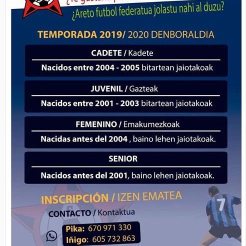 Si estas interesado en jugar a futbol sala ponte en contacto con nosotros. Anima zaitez!