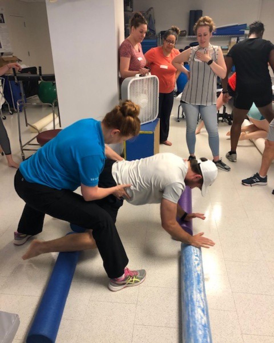 ipafmt's tweet photo. Tracy Eisenbeis taught a CFS course at George Washington Univ Hospital this past weekend, assisted by Pam Norton.  These pics show a number of the key CFS strategies, including high level foam roller tasks. #IPAfmt https://t.co/QWWiwK8KQC