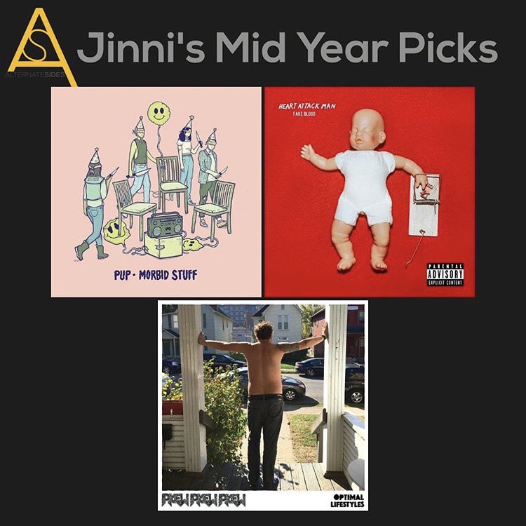 AltSides's tweet image. Here’s Jinni’s mid year list of best albums so far. 

@puptheband - Morbid Stuff 
@HeartAttackMane - Fake Blood 
@PKEWX3 - Optimal Lifestyle