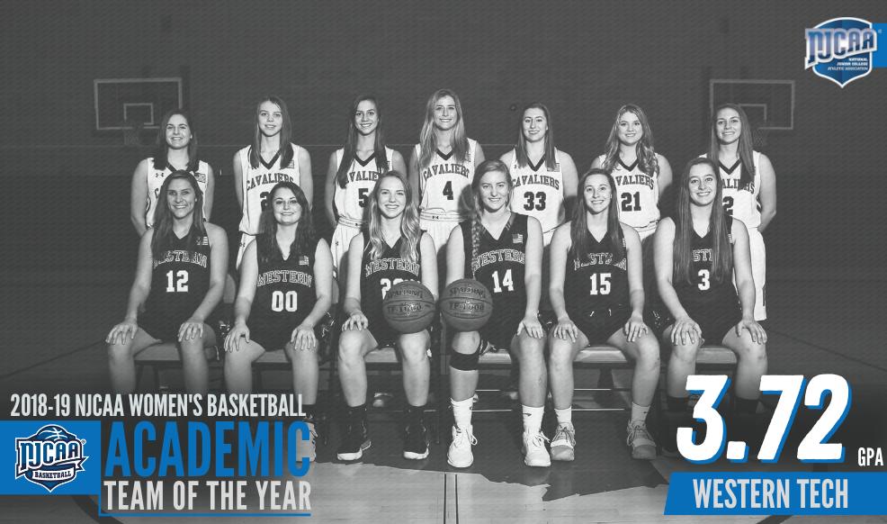 NJCAABasketball's tweet photo. A team that gets it done on the court and in the classroom!

After finishing in fourth place at the 2019 NJCAA DIII Women’s Basketball Championship, Western Tech has been named @NJCAA Women’s Basketball Academic Team of the Year with a 3.72 cumulative team GPA. https://t.co/TnjSfiweoX