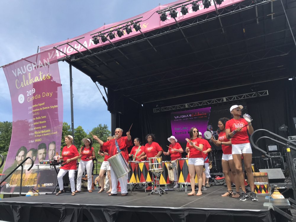 City_of_Vaughan's tweet photo. Let’s get this party started! Vaughan’s annual #CanadaDay celebration has begun. Join @SambaSquad now on the main stage and get moving to the music. #VaughanCanadaDay2019 https://t.co/IaTsapSX5e