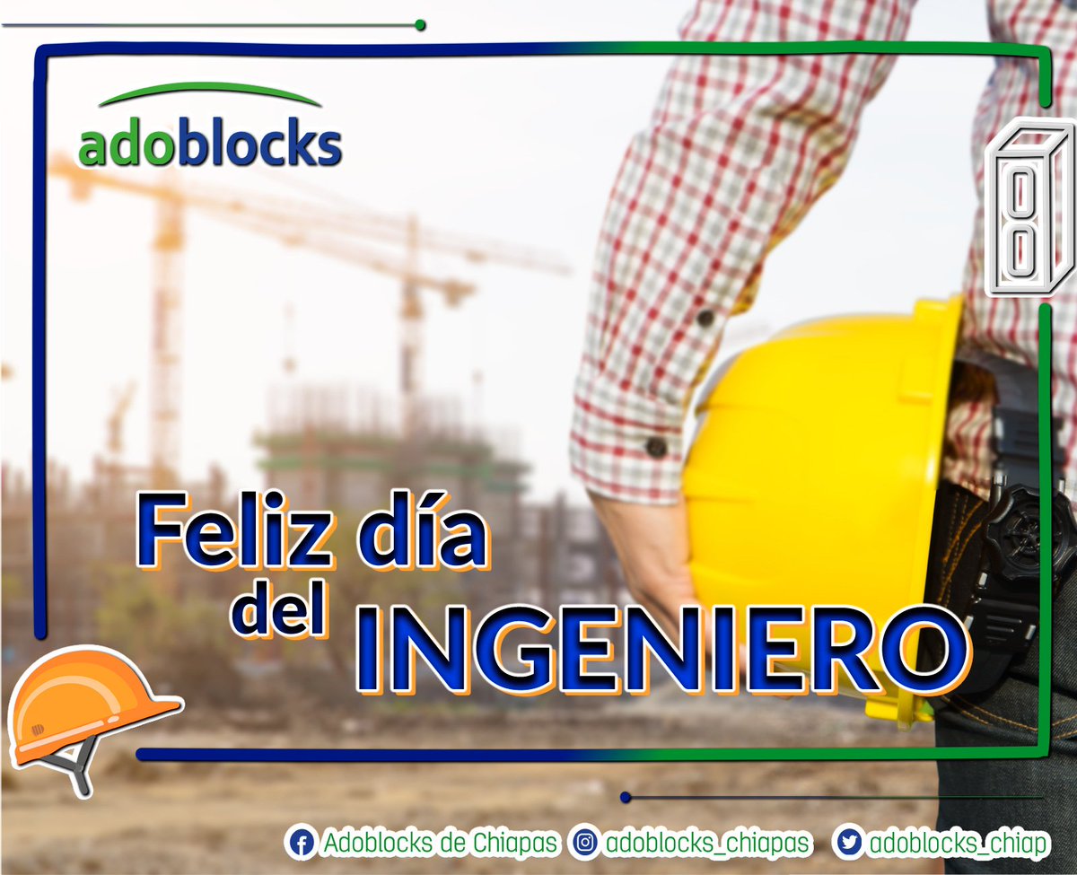 adoblockschis's tweet photo. Día del Ingeniero en México 👷‍♂️👷‍♀️🧱
🚧Encargados de transformar el conocimiento en algo práctico. Cada 1 de julio se celebra en México el Día Nacional del Ingeniero desde 1974. 🚧
#ADOBLOCKS #FelizLunes #DiaDelingeniero #1deJulio #BienvenidoJulio #MesDelIngeniero https://t.co/yDseMrccBV