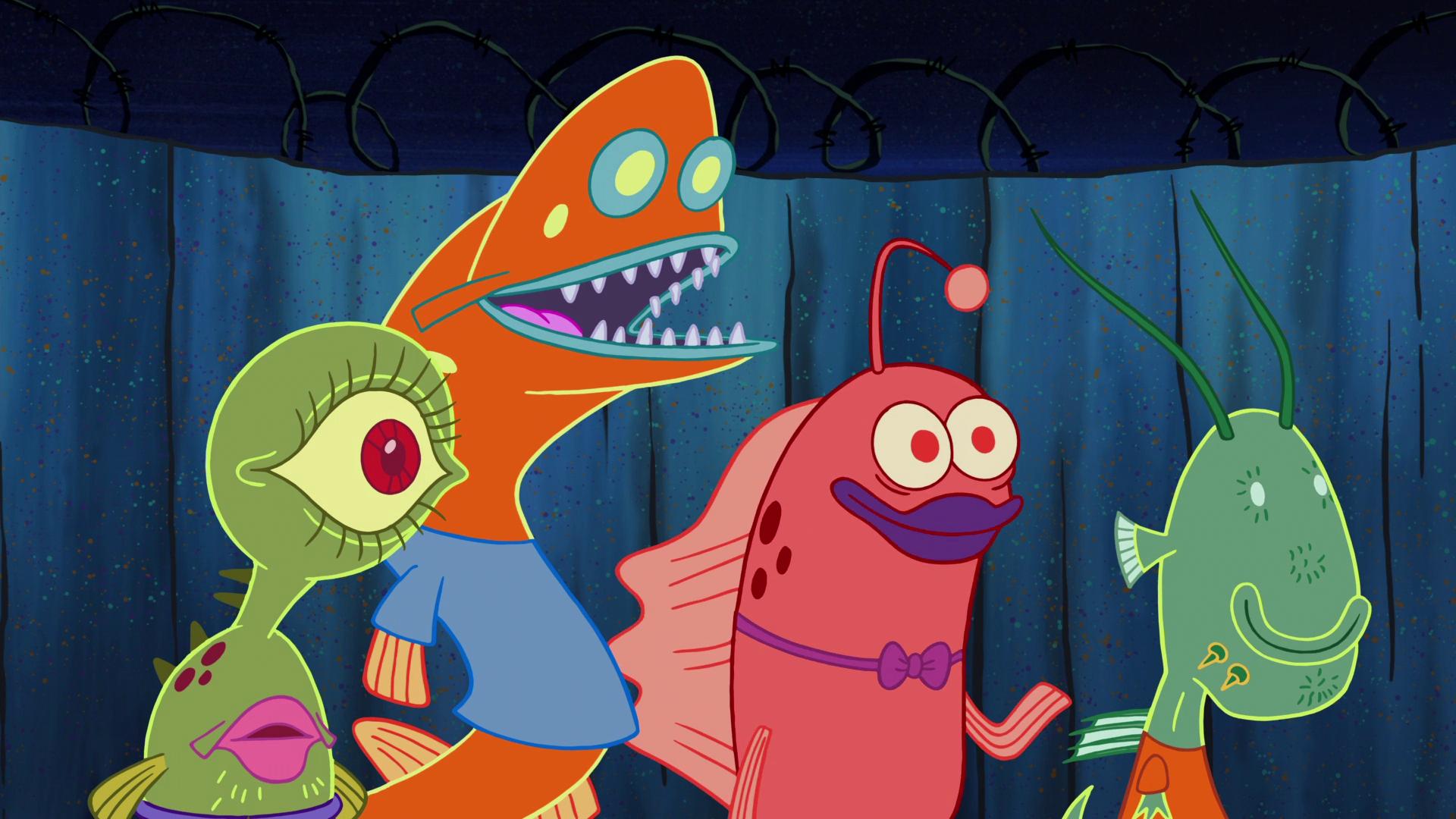 Lain スポンジボブ豆知識 ビキニタウンのはずれにはさらに深い場所があってそこは ロックタウン という深海魚 たちが住んでいる暗くて不気味な世界 でも割とノリが良くて優しい魚たち 砂も喋る 夜のビキニタウンには