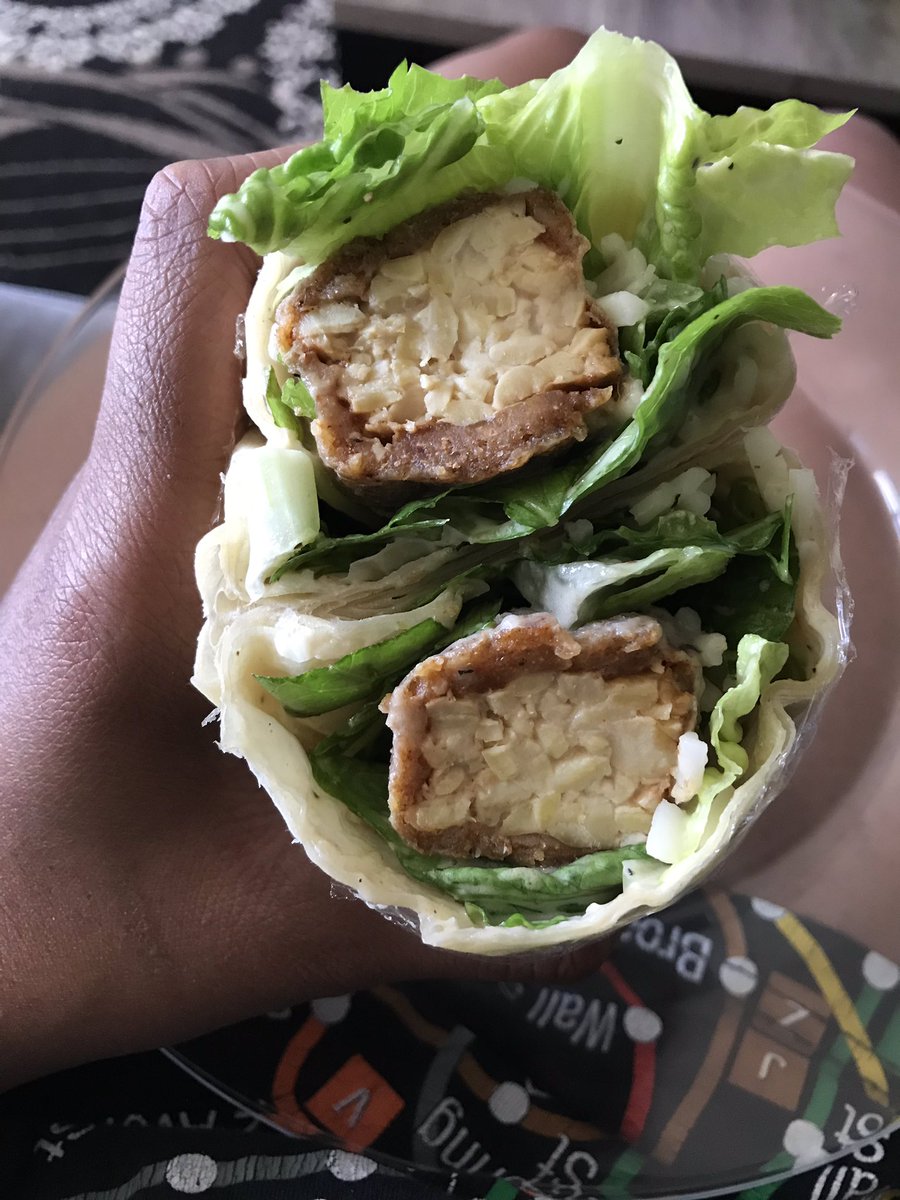 Today I FINALLLLYYY learned how to cook tempeh so I made fried tempeh caesar wraps 