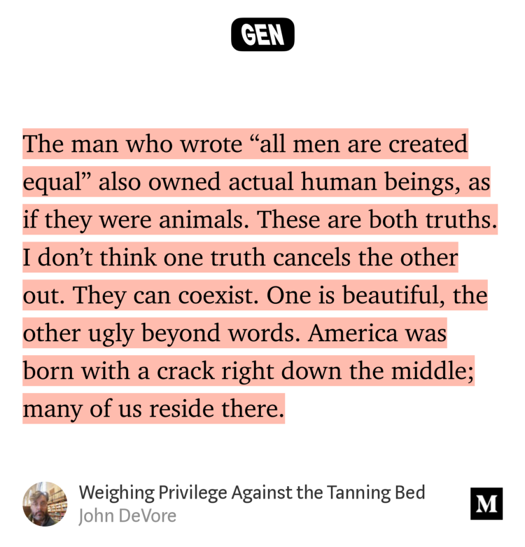 _afroliterati_'s tweet photo. "Weighing Privilege Against the Tanning Bed" - @JohnDeVore https://t.co/3vaAsRmIkL https://t.co/vliYfzGknd