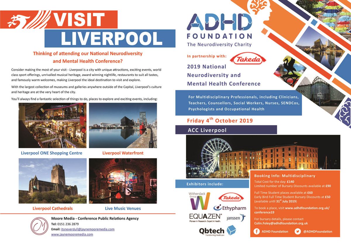 NeurodiversityT's tweet photo. The One Day 2019 National Multidisciplinary  Conference for 800 Professionals 
‘Neurodiversity, Mental Health &amp; Education -  Fri Oct 4th 2019 £140. Bursary discounts of £90 email request to conference@adhdfoundation.org.uk
https://t.co/0di5cpWGo8) https://t.co/Lurg46iVFo… https://t.co/je71C1WObW