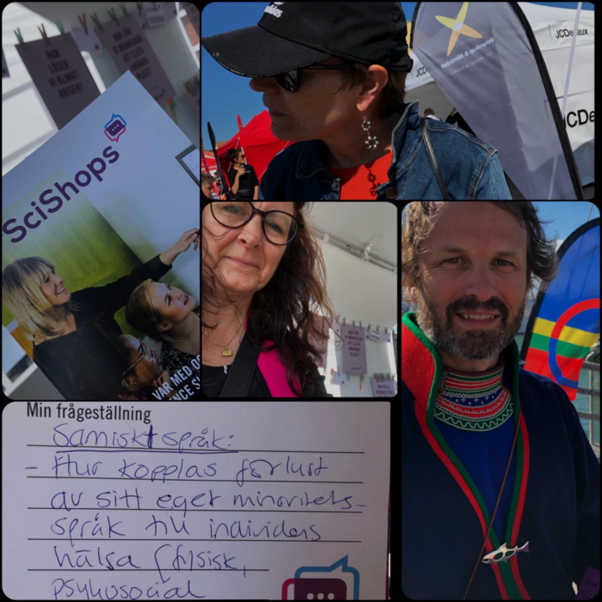Englundmedia's tweet photo. Har i eftermiddag jagat framtidens forskningsfrÄgor i forskarkiosken hos @vetenskapoallm #Scishop #Almedalen Inspirerande samtal om bla hur förlusten av det egna minritetssprÄket kan pÄverka samers hÀlsa @Sametinget , hygienrutiner inom sjukvÄrden och hushÄllning av fiskbestÄnd https://t.co/wpudwKh04h