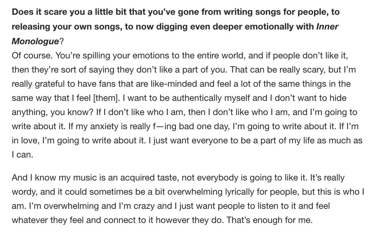 JMichaelsHQ's tweet photo. "I want to be authentically myself and I don’t want to hide anything, you know? If I don’t like who I am, then I don’t like who I am, and I’m going to write about it."
— @juliamichaels on being emotionally honest with #InnerMonologuePart1 and #InnerMonologuePart2 https://t.co/UQ8v9Eljnd