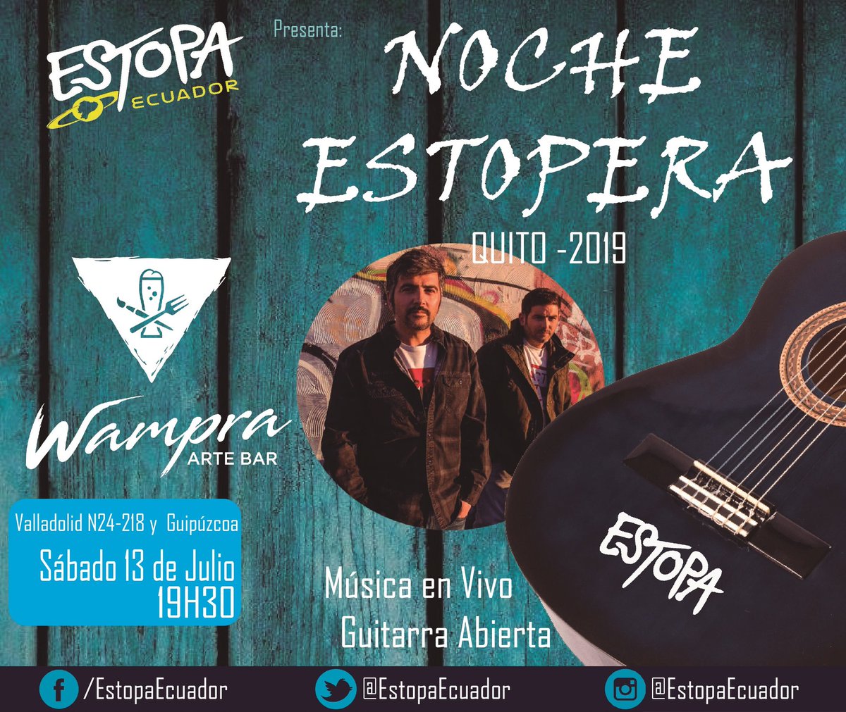 Atención!!! Noche estopera!!! Te invitamos a una noche de guitarra abierta para revivir las canciones de <a href="/estopaoficial/">Estopa</a> en #WampraArteBar