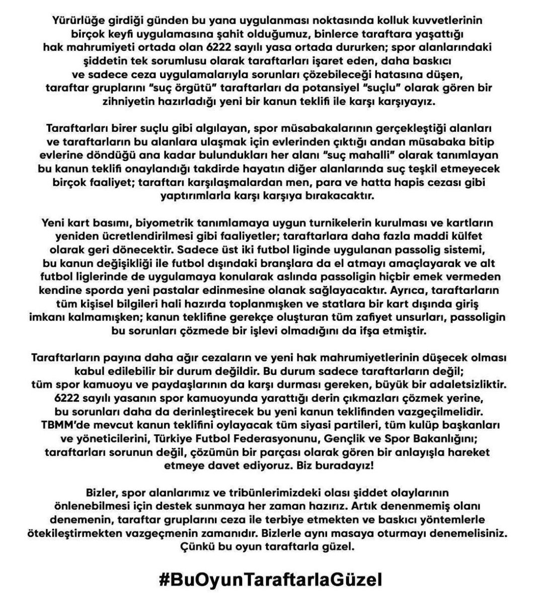 Oyunun Parçası Olmayacağız!!

#BuOyunTaraftarlaGüzel