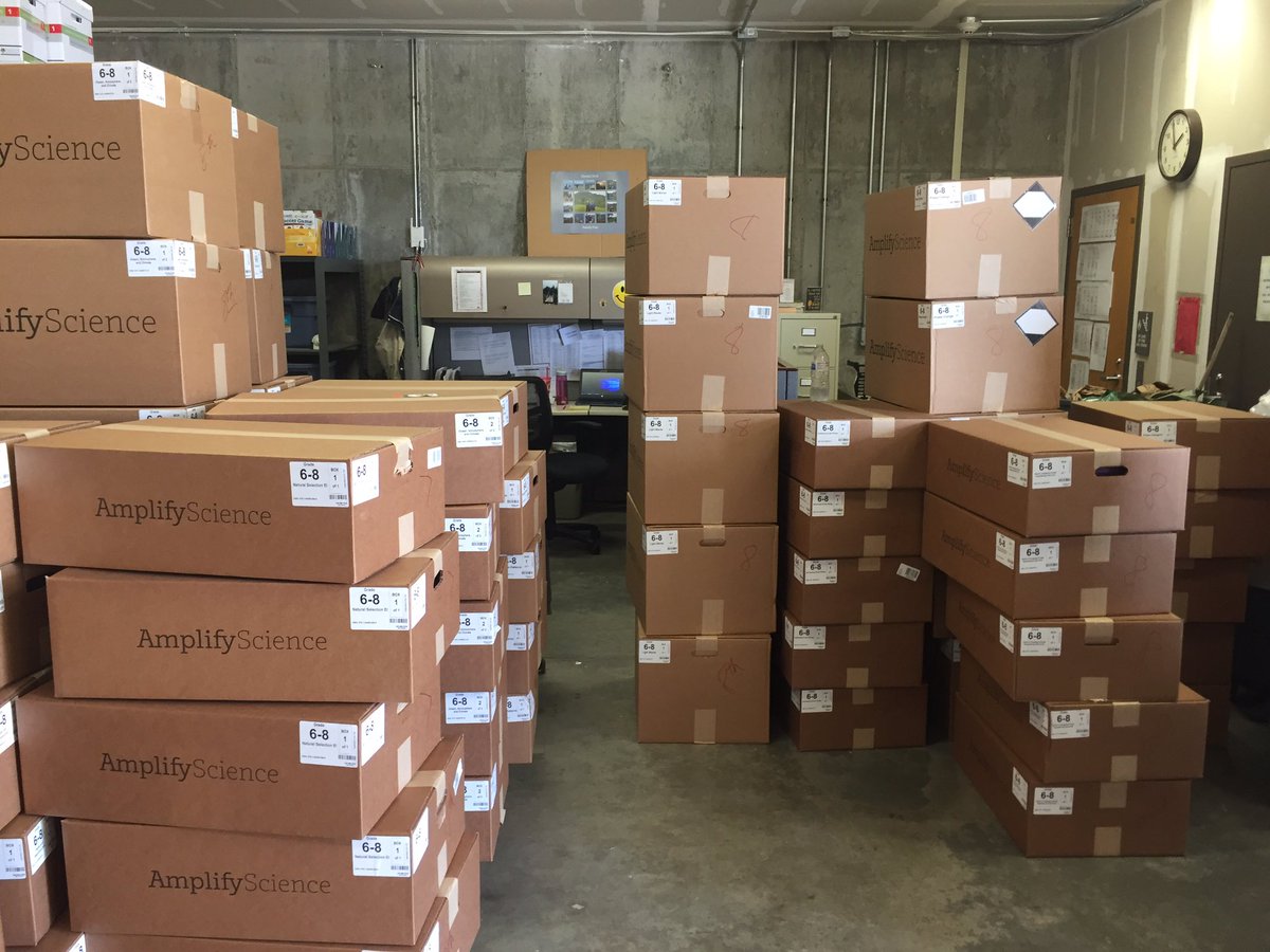 KingMama14's tweet photo. Amplify Science.  Be ready Middle Schools.  All of this is for only 5 teachers in each grade.  You will be getting 1 pallet for each Science teacher.  Here they come!! https://t.co/4bCTWXWNvR
