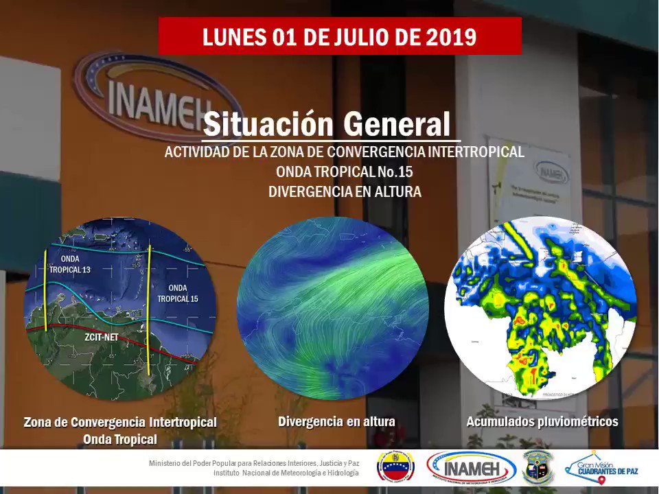bomberos_aragua's tweet photo. Via @DGNBEnLinea #1Jul #INAMEHInforma Situación general para hoy en Venezuela #Videopic.twitter.com/58EHimFwyc https://t.co/3m3XlzSBN3 https://t.co/P2xtD5xKkr