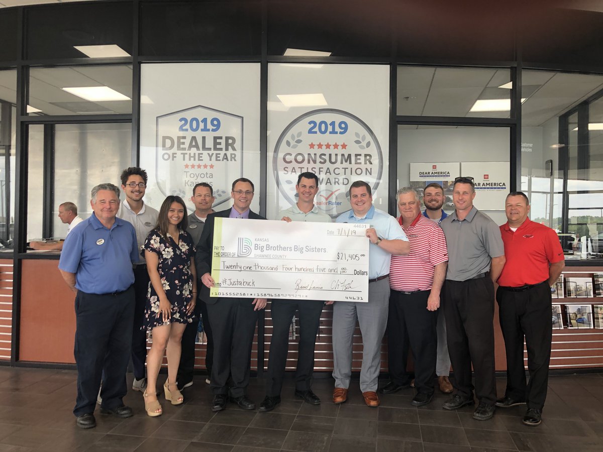 wibwChris's tweet photo. $11,405 in donations + $10,000 match from Lewis Toyota = $21,405 investment into the youth of Northeast Kansas.  A sincere thank you to EVERYONE who contributed #justabuck (or more) for Big Brothers Big Sisters. https://t.co/hjVwC0NpOS