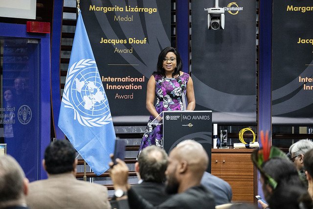 Celebrating 👏 innovative #SuccessStories in sustainable agriculture🌱
The <a href="/FAO/">Food and Agriculture Organization</a> #Award for innovations that empower #youth in #agriculture &amp; food systems (Category B) has been awarded 🏆 to <a href="/IITAYOUTHAGRIP/">IITA Youth Agrip</a> in Nigeria. bit.ly/2JfW76I #YouthInAg
📸©FAO/Giuseppe Carotenuto