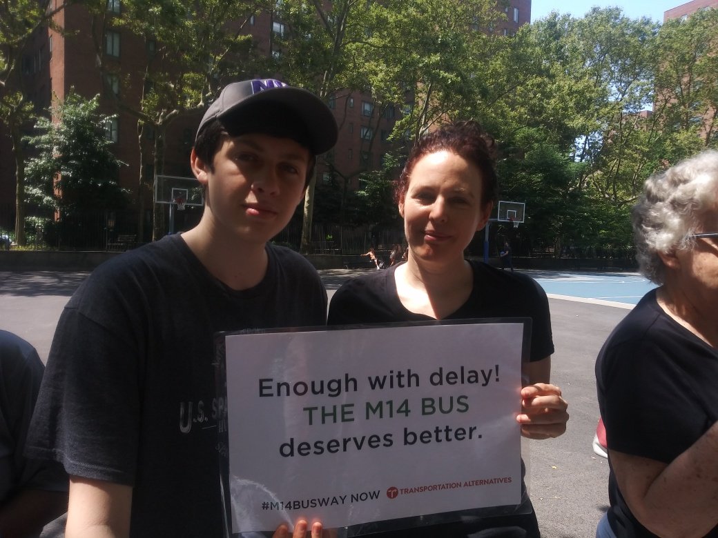 Out in Stuy Town fighting for a speedy M14 and a car-free 14th street! WE are the transit riding majority and WE WILL implement a transformative bus corridor for NYC. 

#14thStreetBusway