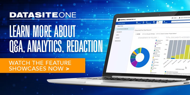 DatasiteGlobal's tweet photo. If you missed any of our recent live feature showcases covering the best of the new DatasiteOne features, we’ve got you covered – you can catch replays for Q&A, analytics, and redaction here: https://t.co/mR6bfQgvRr #DatasiteOne #duediligence #mergersandacquisitions #MnA https://t.co/VNga5XsAQX