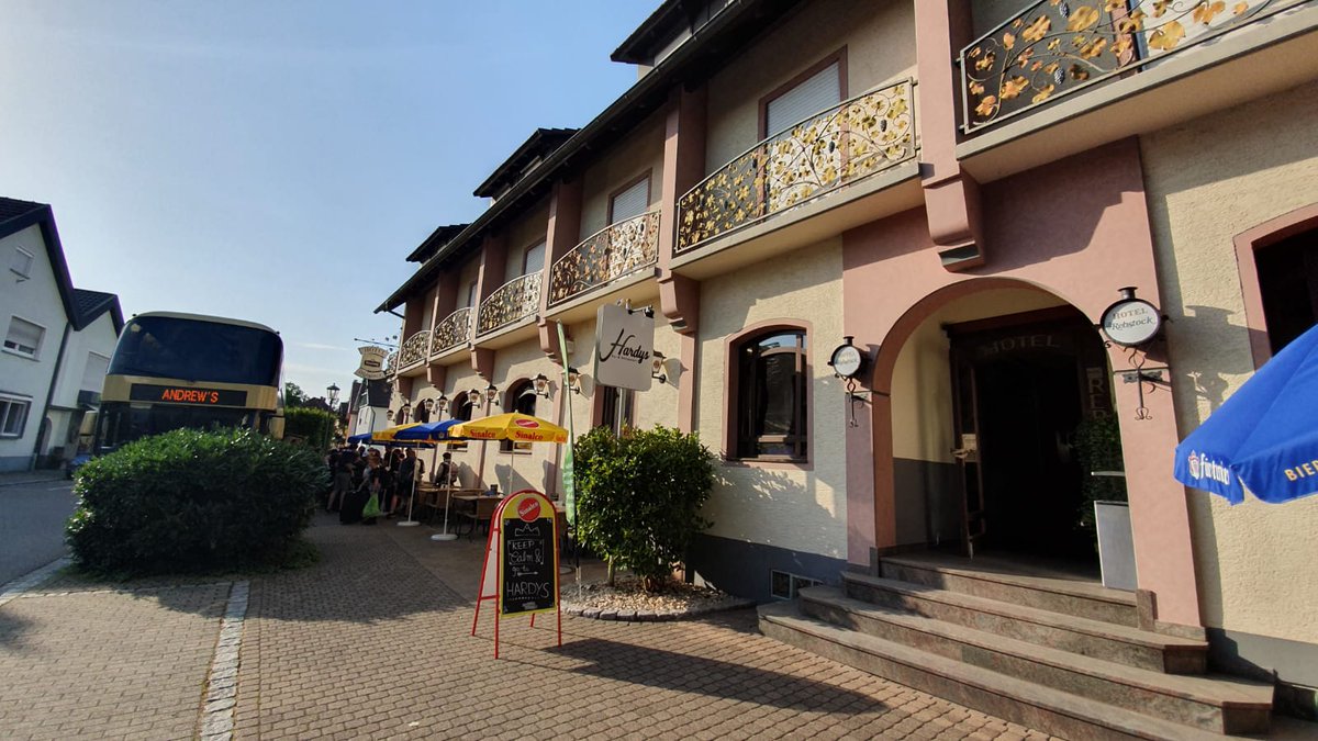 All <a href="/HabsAdamsGS/">Haberdashers' Adams</a> safely arrived at Hotel Rebstock. Tired and hungry but happy to be in Germany.
# summer weather #lookingforwardtosleep